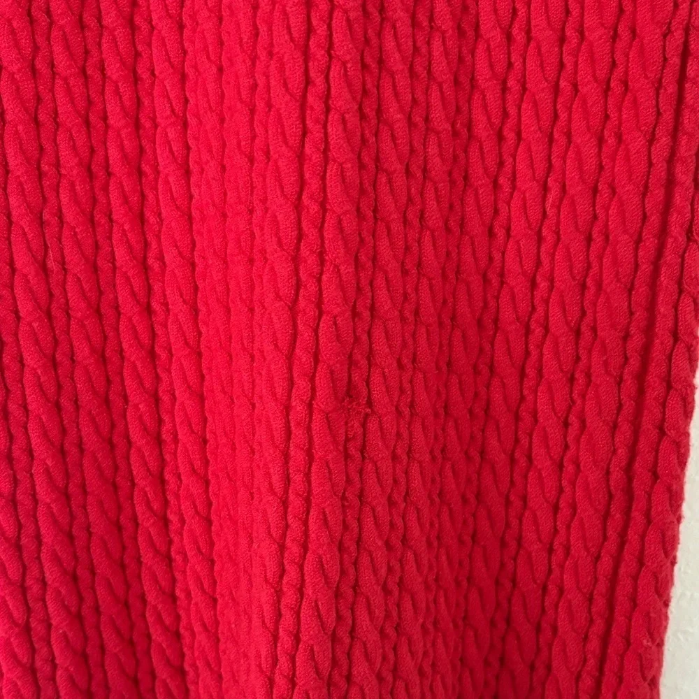 Alice + Olivia Yuna Cable Knit Mini Dress Bright Poppy Long Sleeve